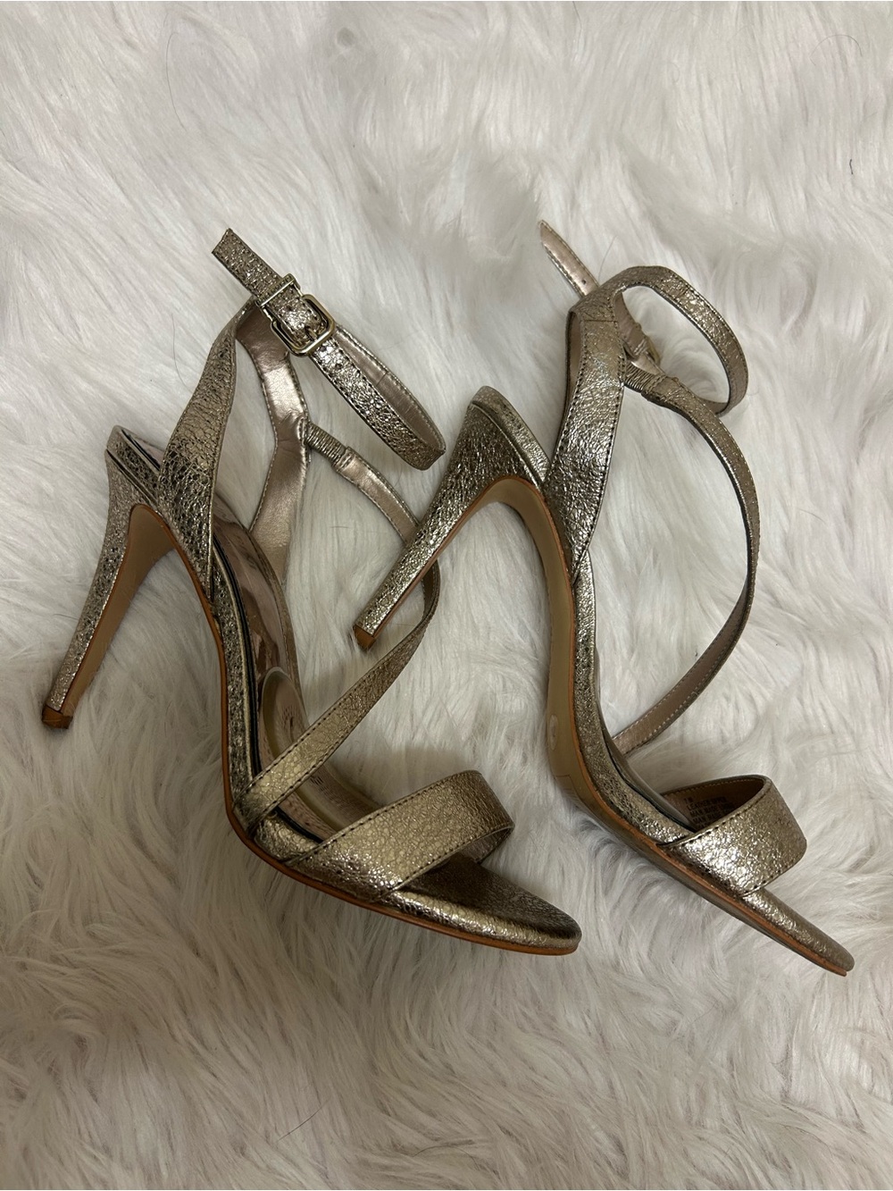 Gianni Bini Champagne Metallic Strappy Heels